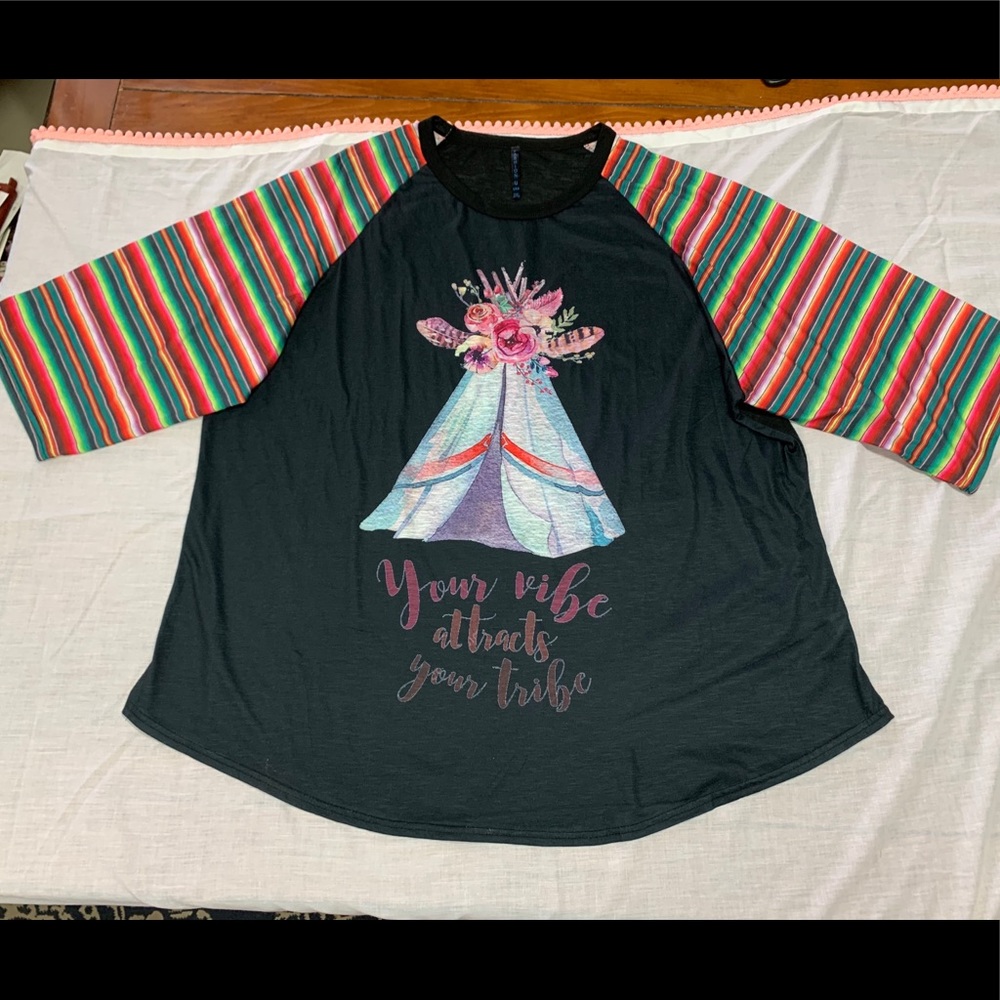 EUC Good Vibes 3/4 Sleeve Top - Sz 2X